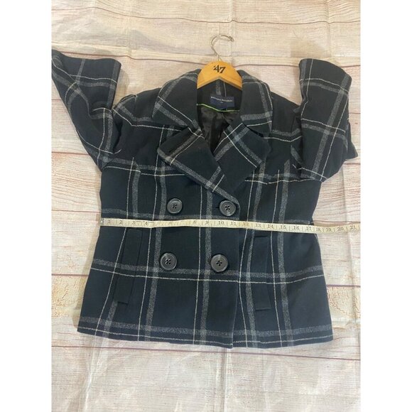 Banana Republic Women's Wool Blend Plaid Crop Short Sleeve Coat - Small - Picture 10 of 16